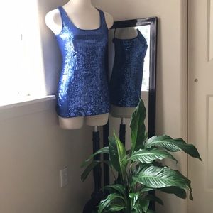 EUC Blue Sequined Tank Top Sz Small